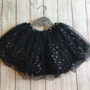 Petit Lem Silver Star Print Black Tulle Puffy Skirt Size 5